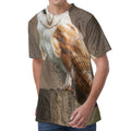Barn Owl Print Men's Velvet T-Shirt