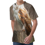 Barn Owl Print Men's Velvet T-Shirt