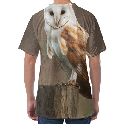Barn Owl Print Men's Velvet T-Shirt
