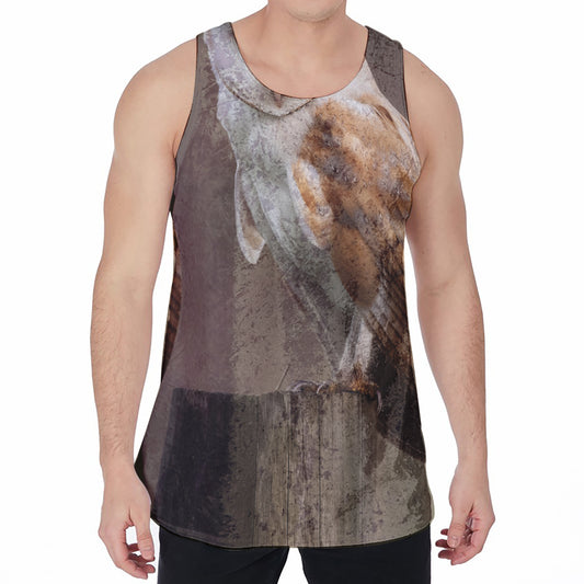 Barn Owl Print Men's Velvet Tank Top