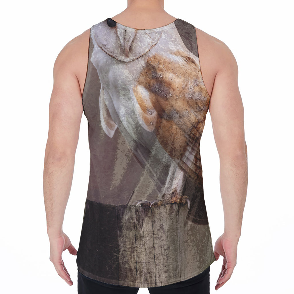 Barn Owl Print Men's Velvet Tank Top