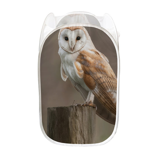 Barn Owl Print Mesh Laundry Hamper