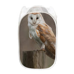Barn Owl Print Mesh Laundry Hamper