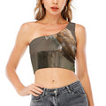 Barn Owl Print One Shoulder Crop Top