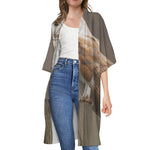 Barn Owl Print Open Front Beach Cover Up