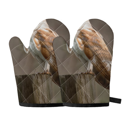 Barn Owl Print Oven Mitts