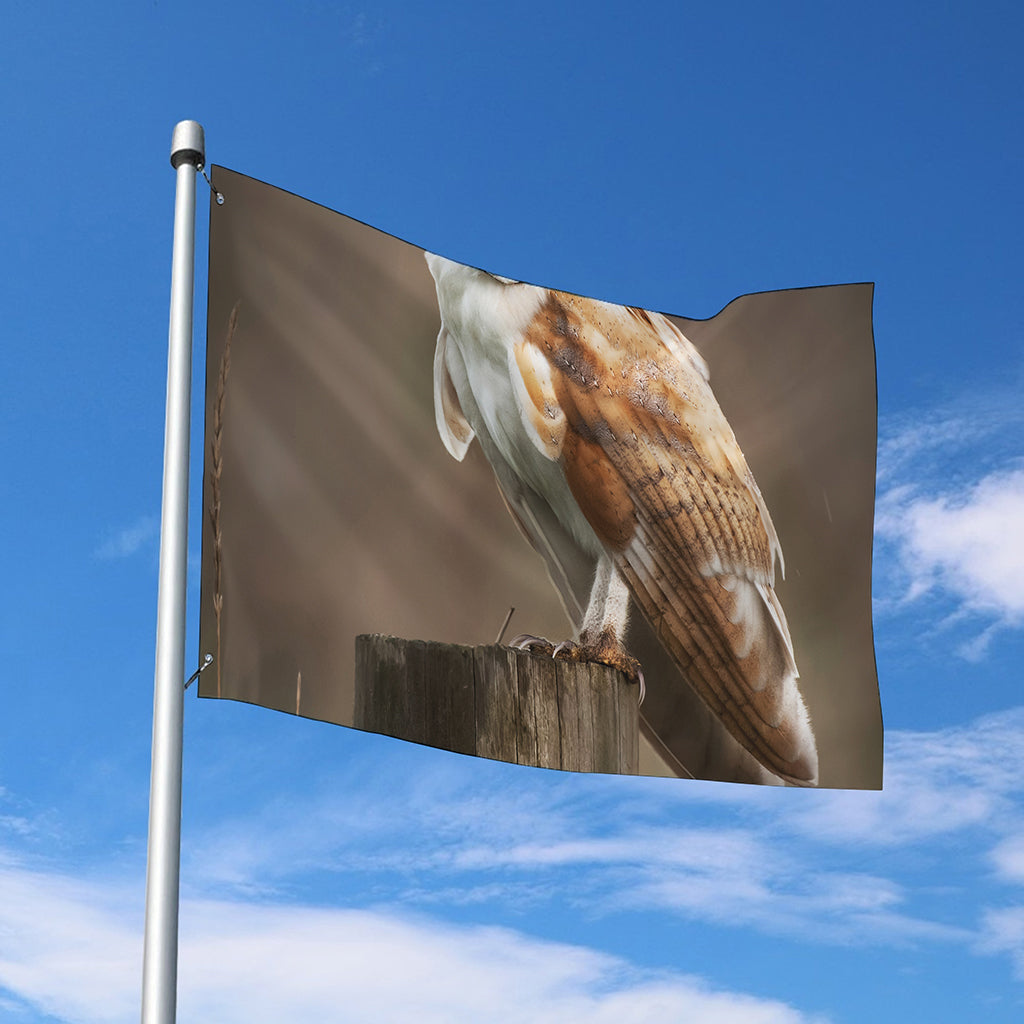 Barn Owl Print Polyester Flag