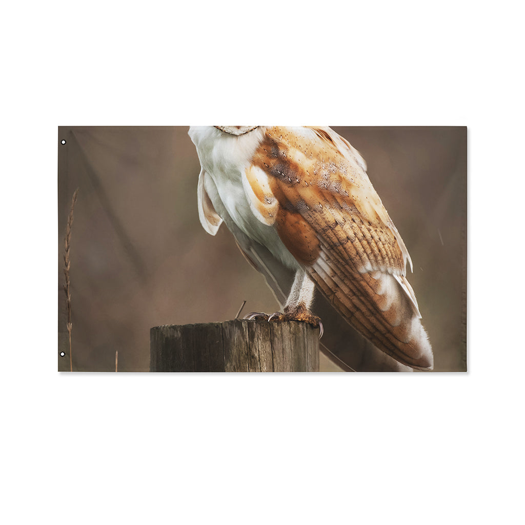 Barn Owl Print Polyester Flag