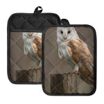 Barn Owl Print Pot Holders With Pocket