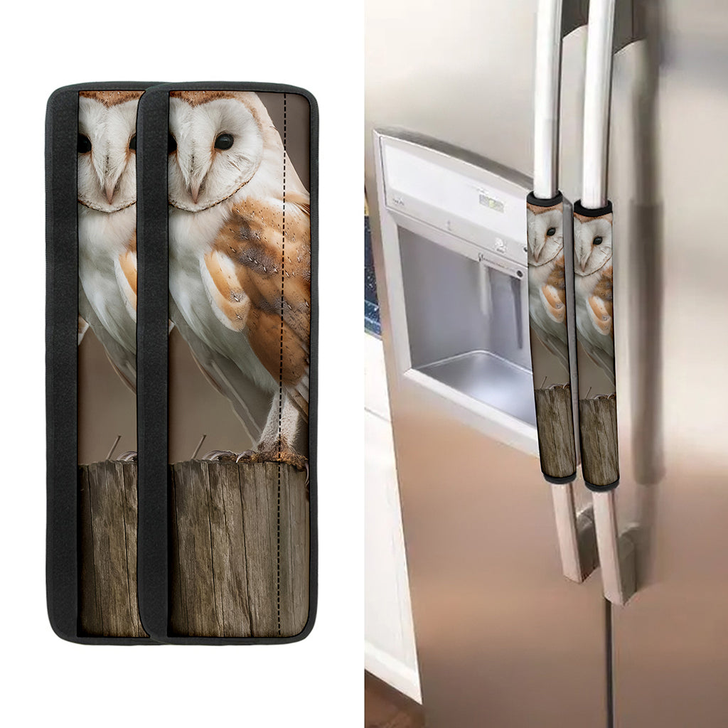 Barn Owl Print Refrigerator Handle Covers