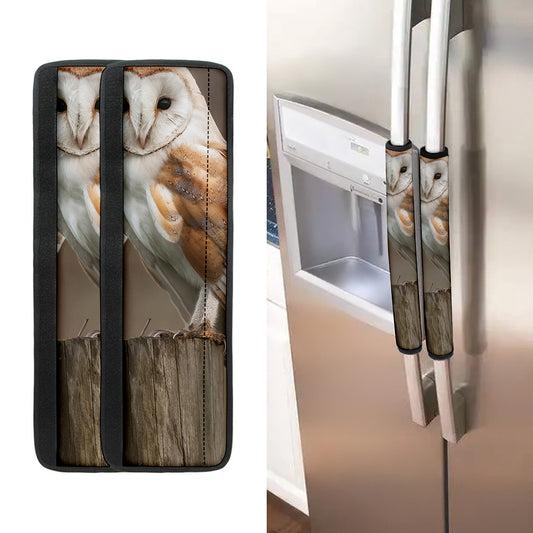 Barn Owl Print Refrigerator Handle Covers