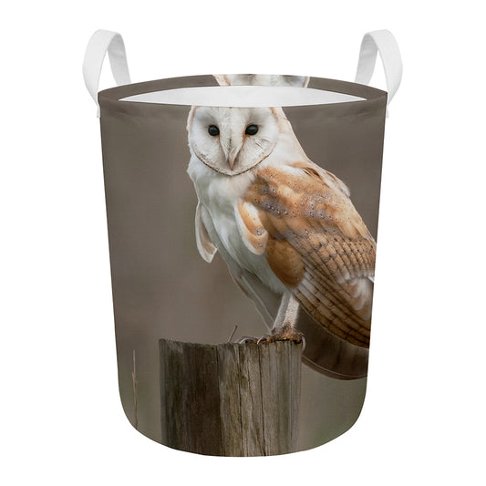 Barn Owl Print Round Laundry Basket