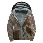Barn Owl Print Sherpa Lined Zip Up Hoodie