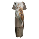 Barn Owl Print Short Sleeve Long Nightdress
