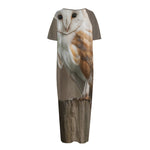 Barn Owl Print Short Sleeve Long Nightdress