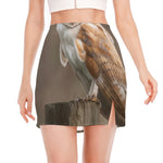 Barn Owl Print Side Slit Mini Skirt