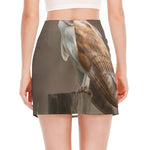 Barn Owl Print Side Slit Mini Skirt