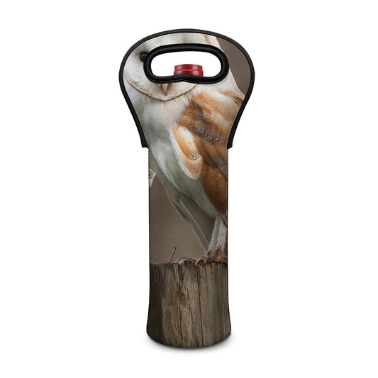 Barn Owl Print Single Neoprene Wine Tote