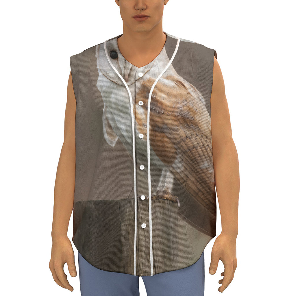 Barn Owl Print Sleeveless Baseball Jersey