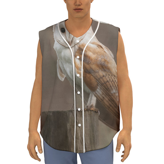 Barn Owl Print Sleeveless Baseball Jersey