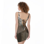 Barn Owl Print Sleeveless Bodycon Dress