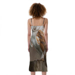 Barn Owl Print Slim Fit Midi Cami Dress