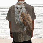 Barn Owl Print Textured Short Sleeve Shirt