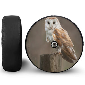 Barn Owl Print Tire Cover With Camera Hole