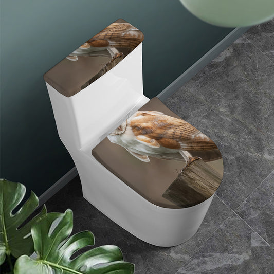 Barn Owl Print Toilet Lid And Tank Cover Set