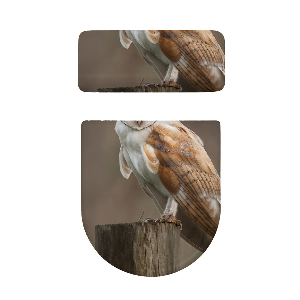 Barn Owl Print Toilet Lid And Tank Cover Set