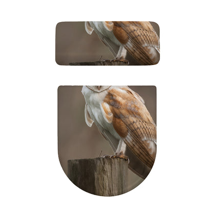 Barn Owl Print Toilet Lid And Tank Cover Set