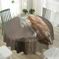 Barn Owl Print Waterproof Round Tablecloth