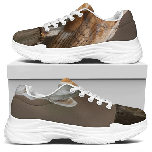 Barn Owl Print White Chunky Shoes