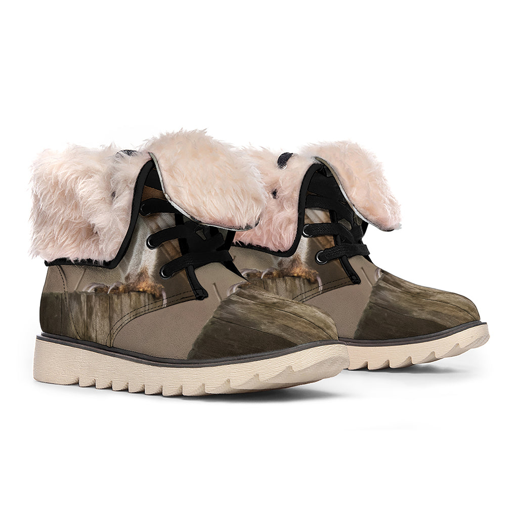 Barn Owl Print Winter Boots