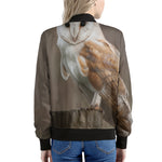 Barn Owl Print Women's Bomber Jacket