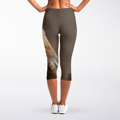 Barn Owl Print Women's Capri Leggings