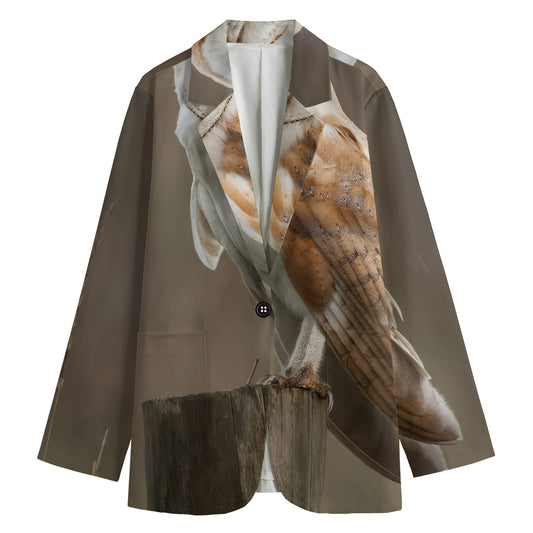 Barn Owl Print Women's Cotton Blazer