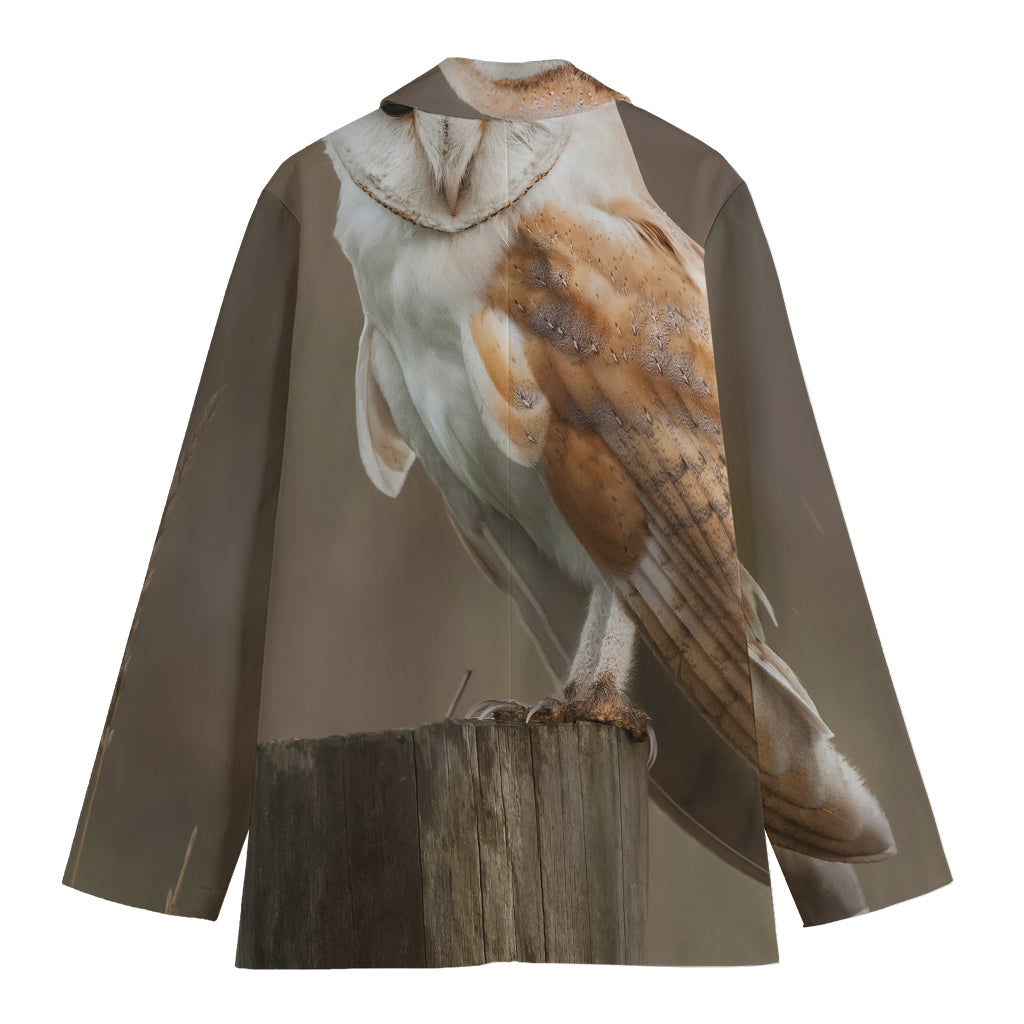 Barn Owl Print Women's Cotton Blazer