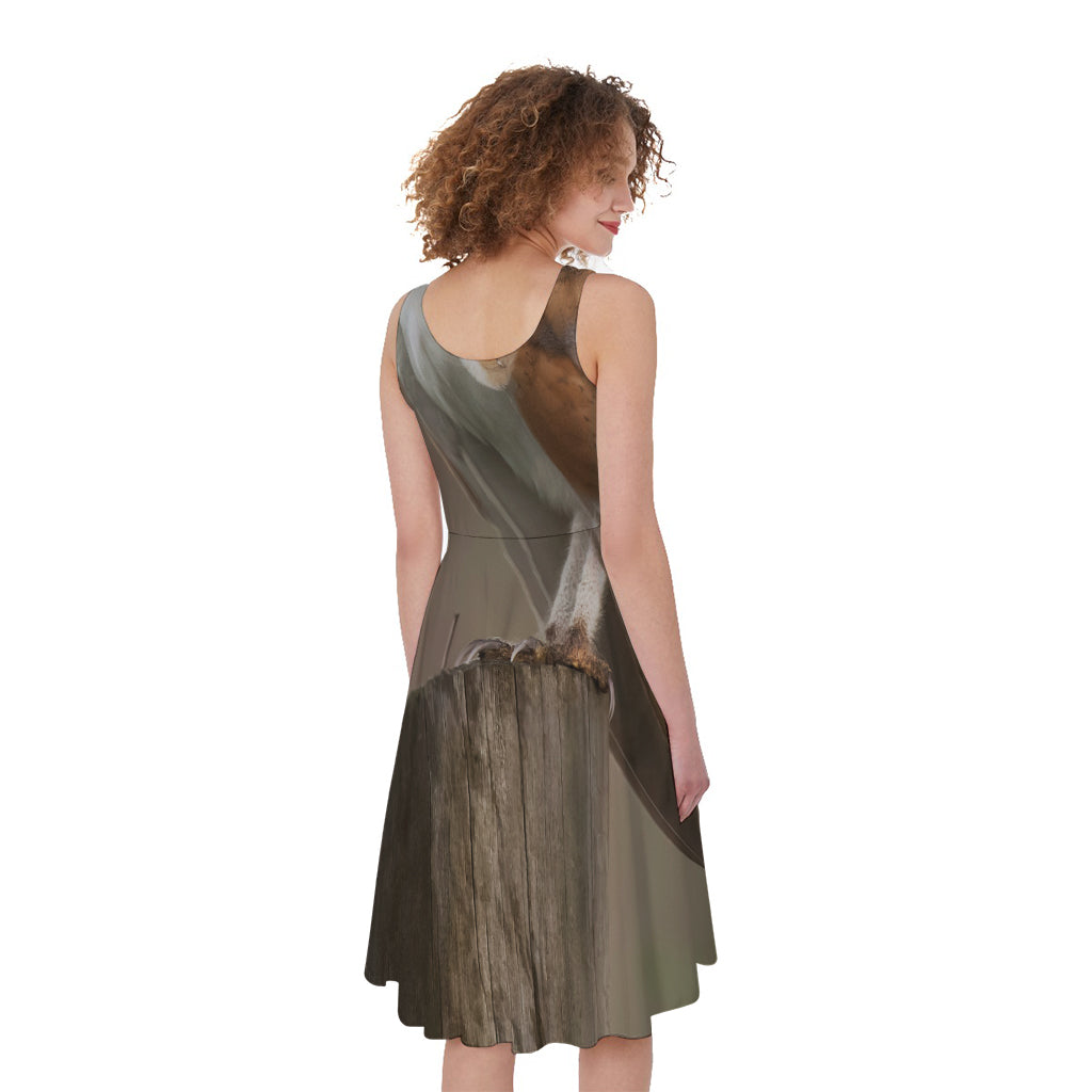 Barn Owl Print Women's Sleeveless Dress