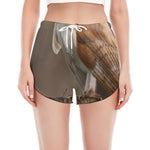 Barn Owl Print Women's Split Running Shorts