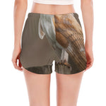 Barn Owl Print Women's Split Running Shorts
