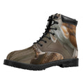 Barn Owl Print Padded Collar Lace Up Boots