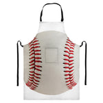 Baseball Stitching Print Bib Apron With Pocket