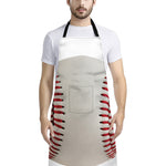 Baseball Stitching Print Bib Apron With Pocket