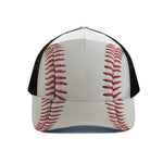 Baseball Stitching Print Black Mesh Trucker Cap