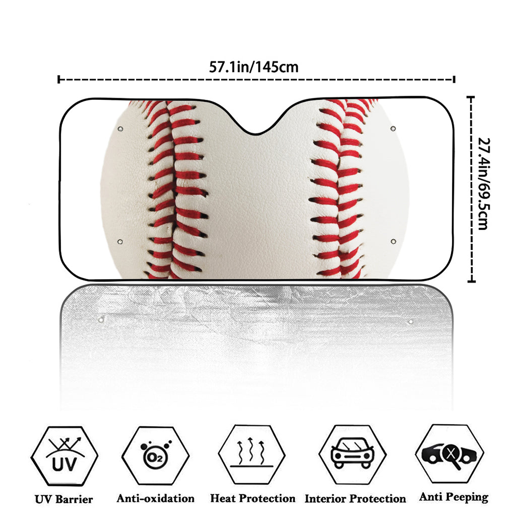 Baseball Stitching Print Car Windshield Sun Shade