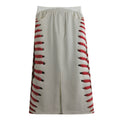 Baseball Stitching Print Cotton Front Slit Maxi Skirt