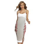 Baseball Stitching Print Cross Back Cami Dress