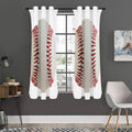 Baseball Stitching Print Grommet Curtain Panels