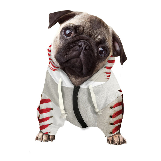 Baseball Stitching Print Dog Zip Up Hoodie